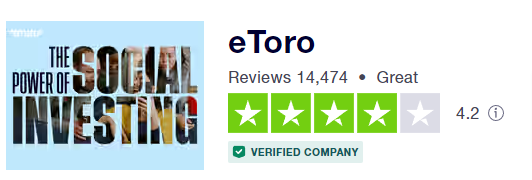 recensioni degli utenti di eToro su Trustpilot con valutazione media e numero totale di voti ricevuti